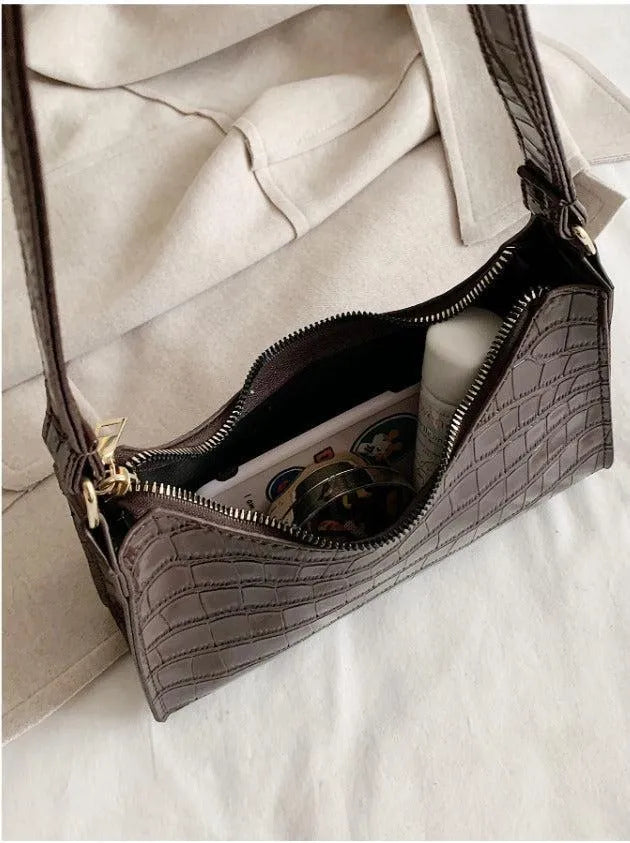 Girl's PU Leather Textured Shoulder Bag