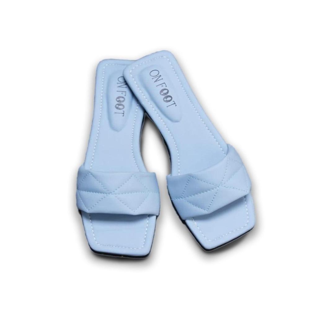 Women's Rexine Flats - Sky Blue
