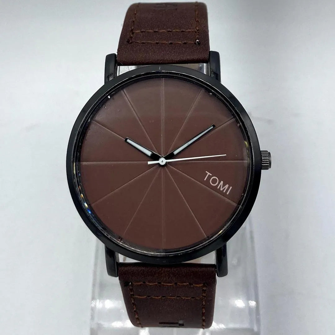 Unisex Movement: Quartz, TOMI Minimalist Brown Dial Watch
